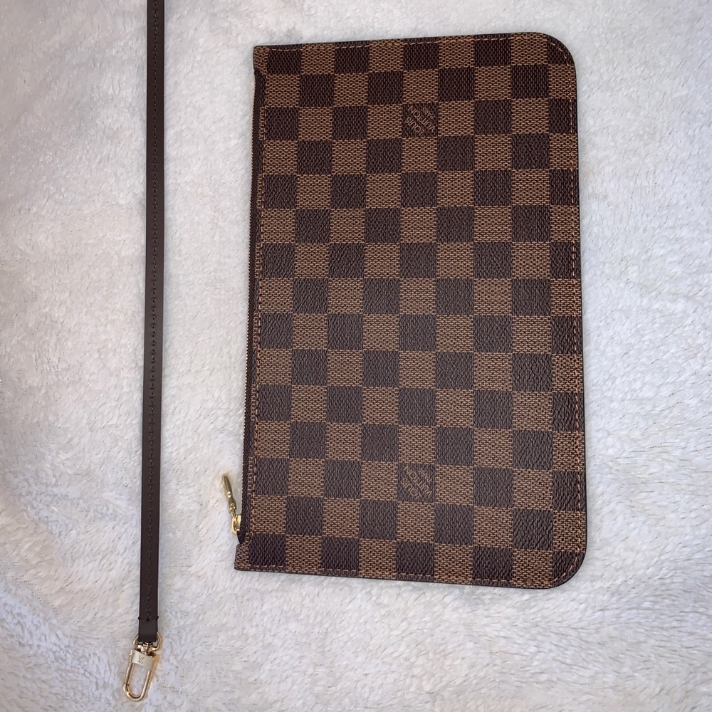 Damier Ebene wristlet from the Neverfull MM